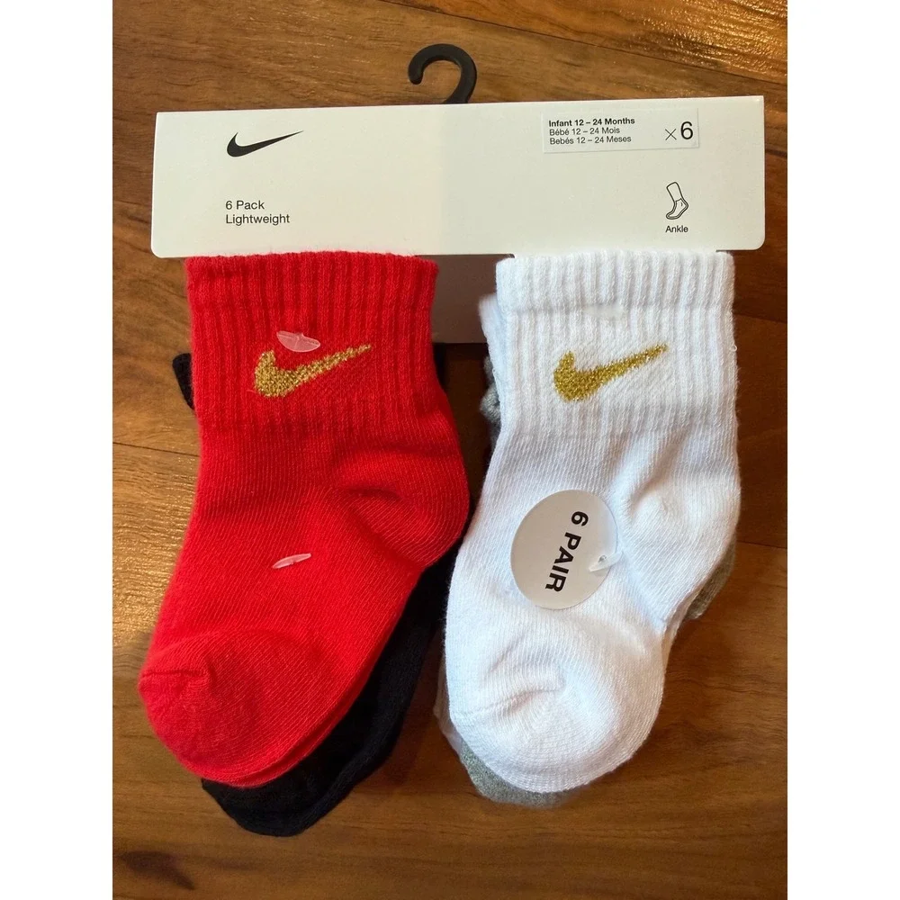 Nike Ankle Socks Infant 12-24M Multicolor NEW 6-Pack Lightweight NN1169-U10